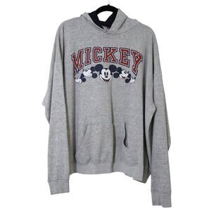 Vintage Disney Designs Mickey Mouse Spellout Gray Hoodie XXL 90s Made in USA